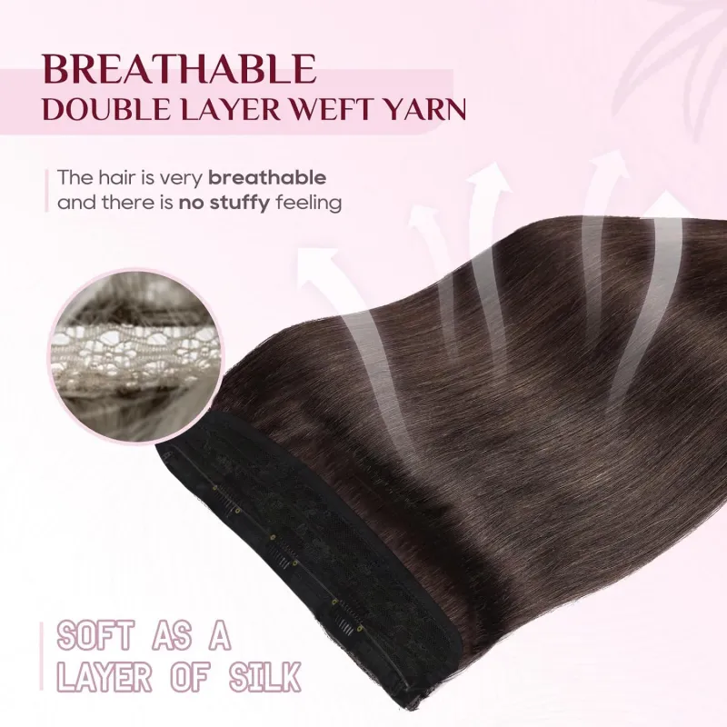 Straight Clip in Human Hair Extensions 16-26 Inch Hair Pieces for Women #2 Dark Brown_voghion.com