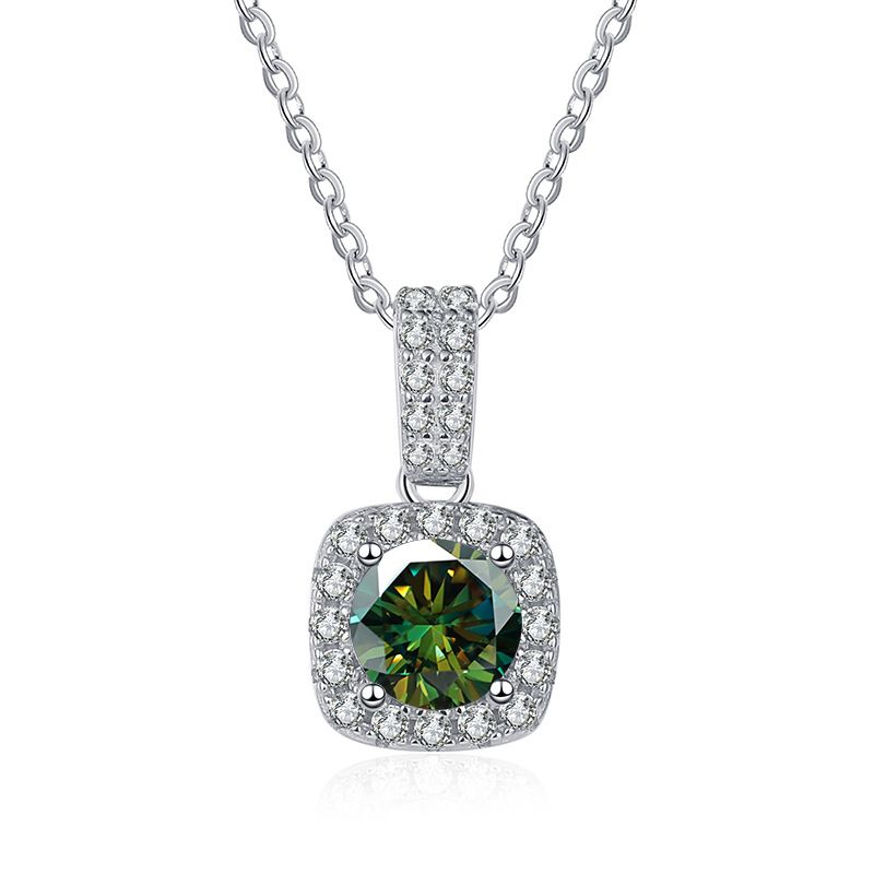 Tancise 1/2 Karat Moissanite Halskette für Frauen Versilberung Pt950 Nicht Allergie Quadratisch Eingelegt Luxus Anhänger Schmuck_voghion.com