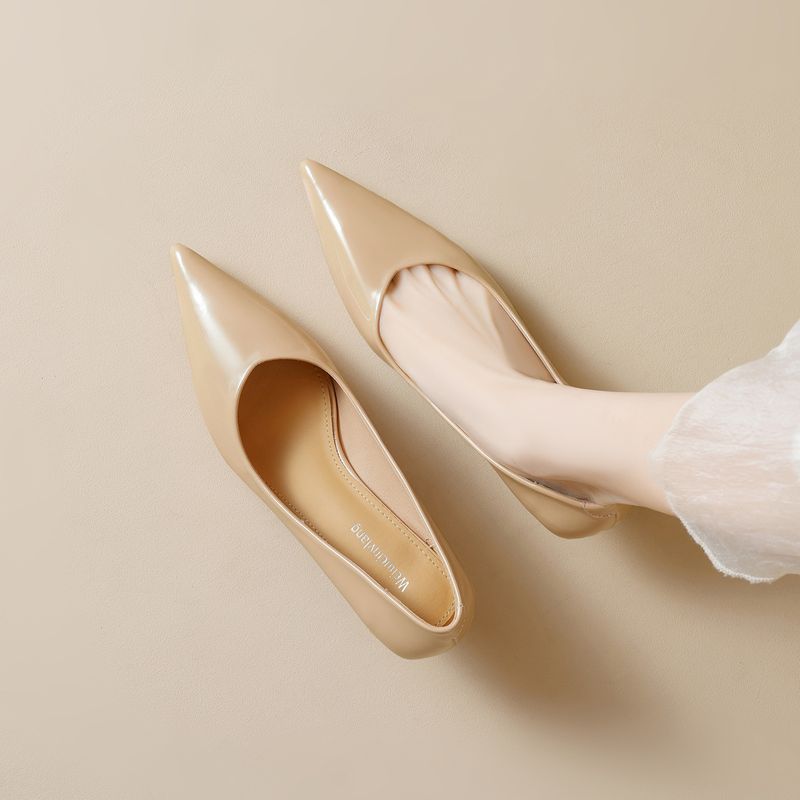 Französischer Katzenabsatz, spitze Einzelschuhe, Damen-Stiletto-Arbeitsschuhe, leichtes Mundtemperament, High Heels, weiche Sohle_voghion.com