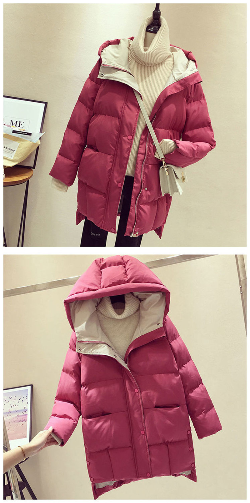 Winte-Chaqueta larga con capucha para mujer, abrigo acolchado de algodón para mujer, abrigo femenino de alta calidad Wam Outwea, Paka Manteau 2023_voghion.com