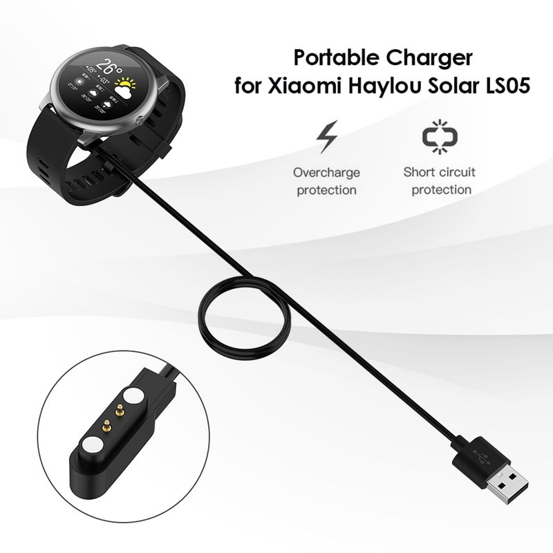 Caricatore cavo di ricarica rapido per orologio intelligente in plastica magnetica di lunga durata da 60/100 cm per Xiaomi Haylou Solar LS05_voghion.com