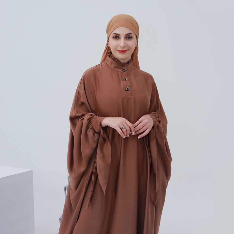 Damenbekleidung Langes Swing-Kleid in Volltonfarbe_voghion.com