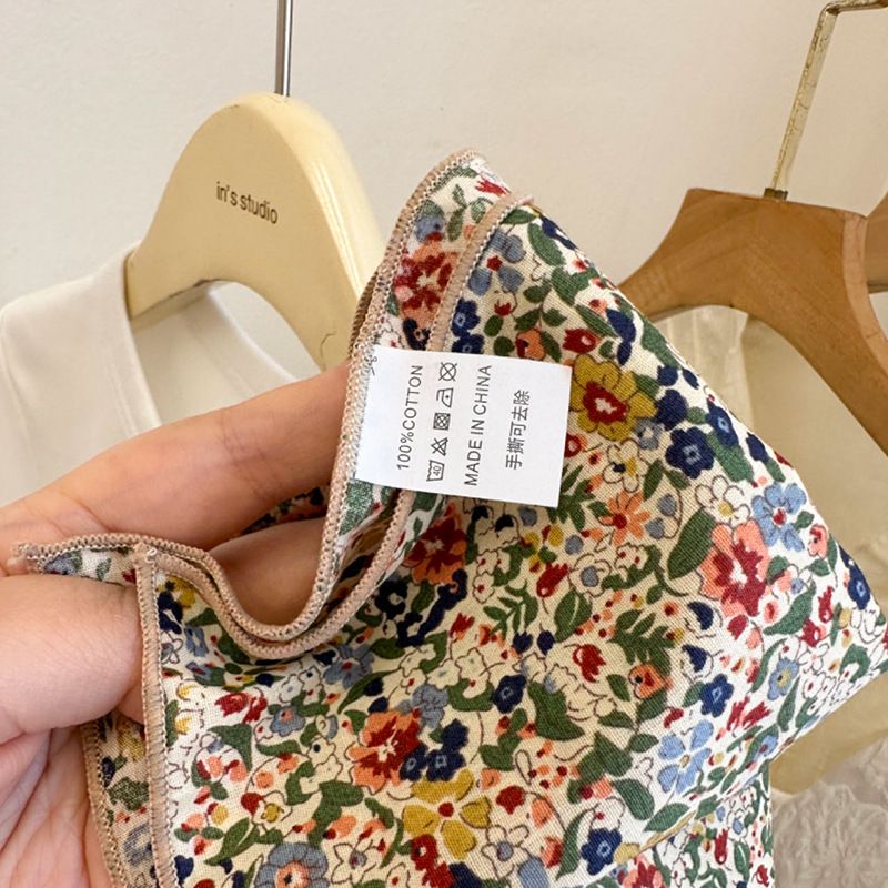 Écharpe de cou en coton beige à fleurs, style printemps-automne, inspirée du style champêtre japonais Mori Girl._voghion.com