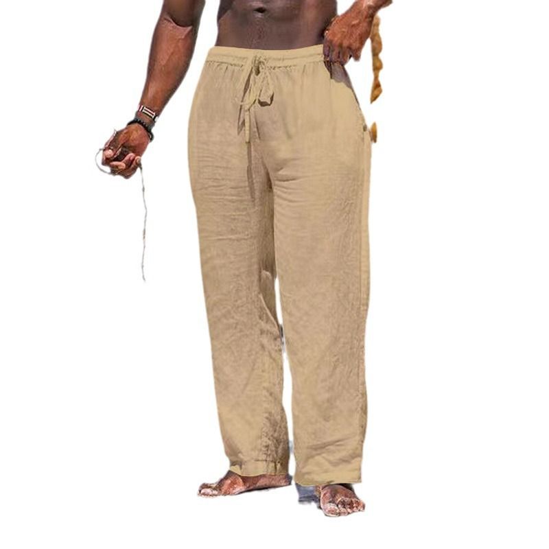 Produkty Premium 2025 Najlepiej sprzedające się letnie męskie proste rurki oddychające bawełniane lniane luźne swobodne spodnie sportowe_voghion.com