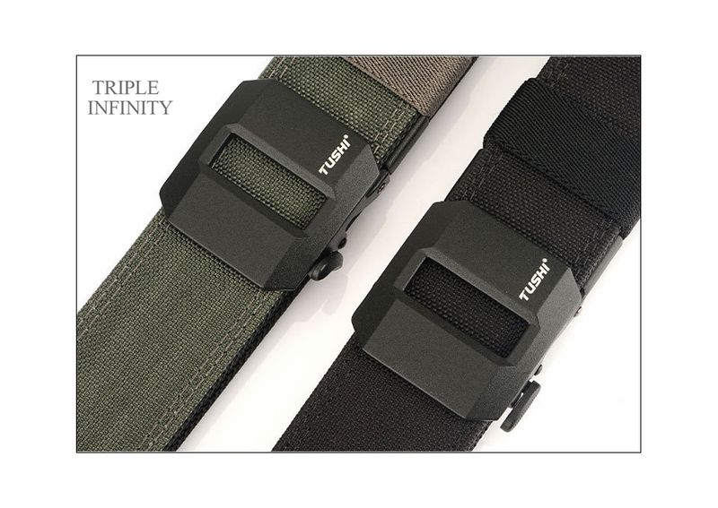Cinturón táctico resistente de metal con hebilla automática, de doble capa, grueso y colgante, para exteriores, para hombre, 3,8 cm de ancho._voghion.com