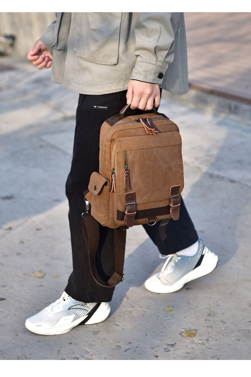 Men's Chest Bag Casual Water Proof Messenger Shoulder Bag Large Capacity Canvas Chest Backpack Outdoor Chest Bag Messenger Bag_voghion.com