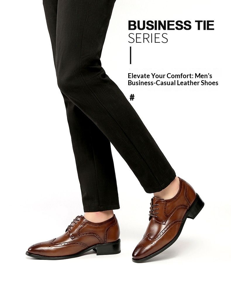 WalkPrime 2024 New Style Height Increasing Formal For Men Genuine Leather Brogue Business Office Derby Shoes Gentleman Wedding_voghion.com