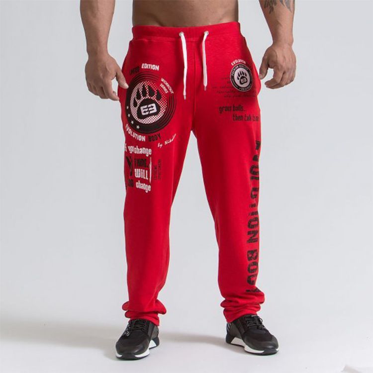 Men's clothing cotton running casual sports pants personality large print loose fitness pants_voghion.com