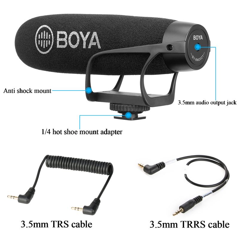 BOYA BY-BM2021 Super-Cardioid Shotgun Microphone For Iphone Android Smartphone DSLR Camera Camcorder Interview Live_voghion.com