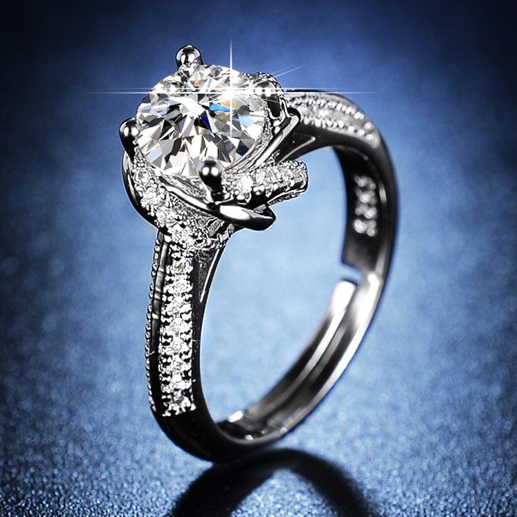 Live streaming light luxury design fashionable diamond inlaid moissanite one carat open zircon ring for women_voghion.com