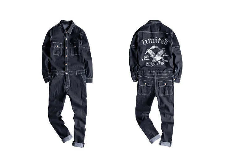 Jeans Sokotoo Herren-Overalls aus schwarzem Denim mit Stickerei und langen, abnehmbaren Ärmeln. Lässige Cargo-Jeans mit bestickten Taschen_voghion.com