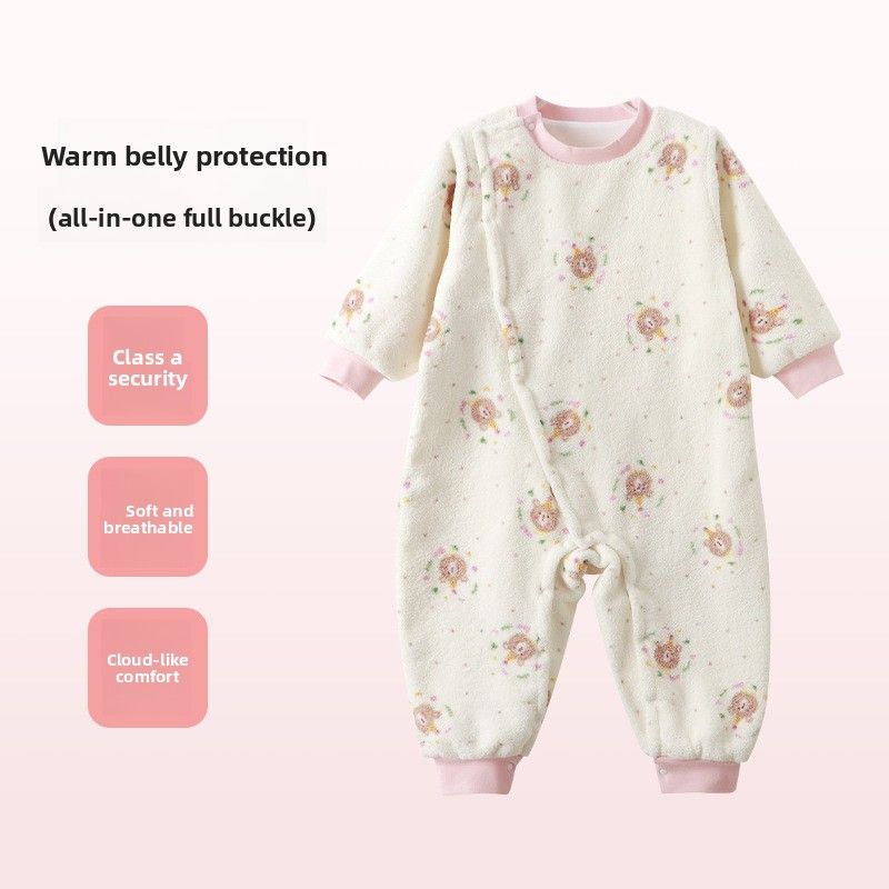 Baby-Einteiler aus dickem Fleece, Kinderpyjama für Herbst und Winter, warmer Baby-Schlafsack, Loungewear der Klasse A_voghion.com