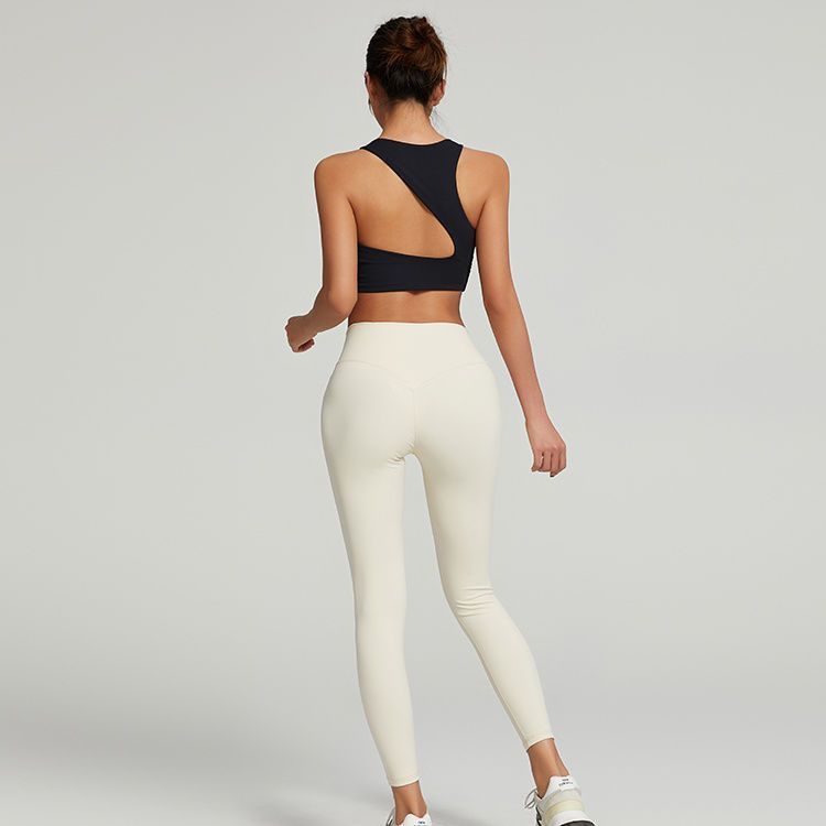 Yogatop voor dames met ingebouwde bh - asymmetrisch rugontwerp, mouwloos ademend fitness hardloopshirt voor sport en sportschool_voghion.com