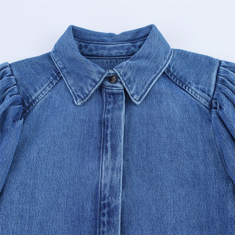 Damenbekleidung Sommer New Style Damenmode Casual Jeanshemd Hohe Taille Weite Beinhose_voghion.com