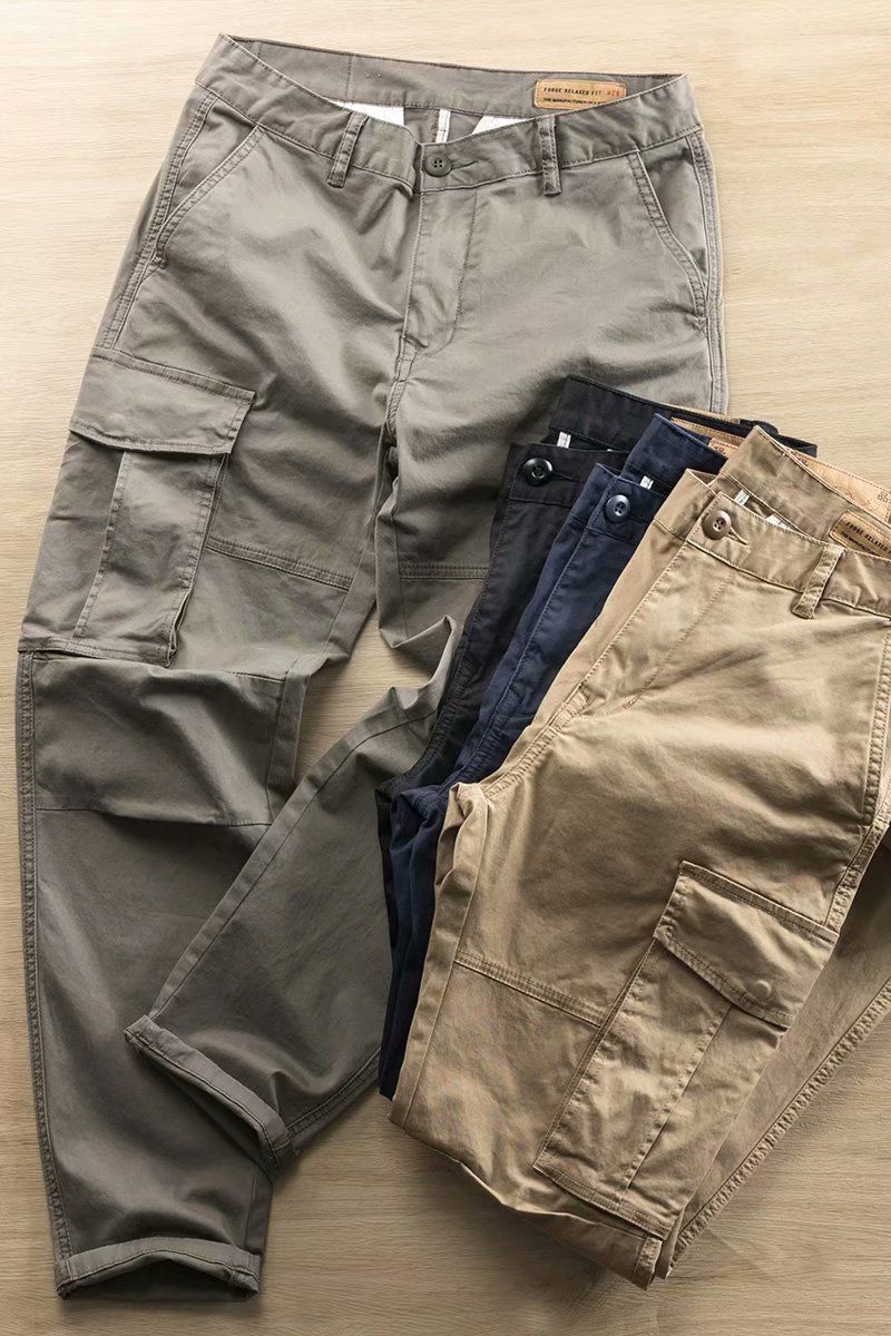 Herbst Multi Pocket Herren Kleine Gerade Bein Atmosphärische Arbeitskleidung Dreidimensionale Modische Freizeithose,_voghion.com