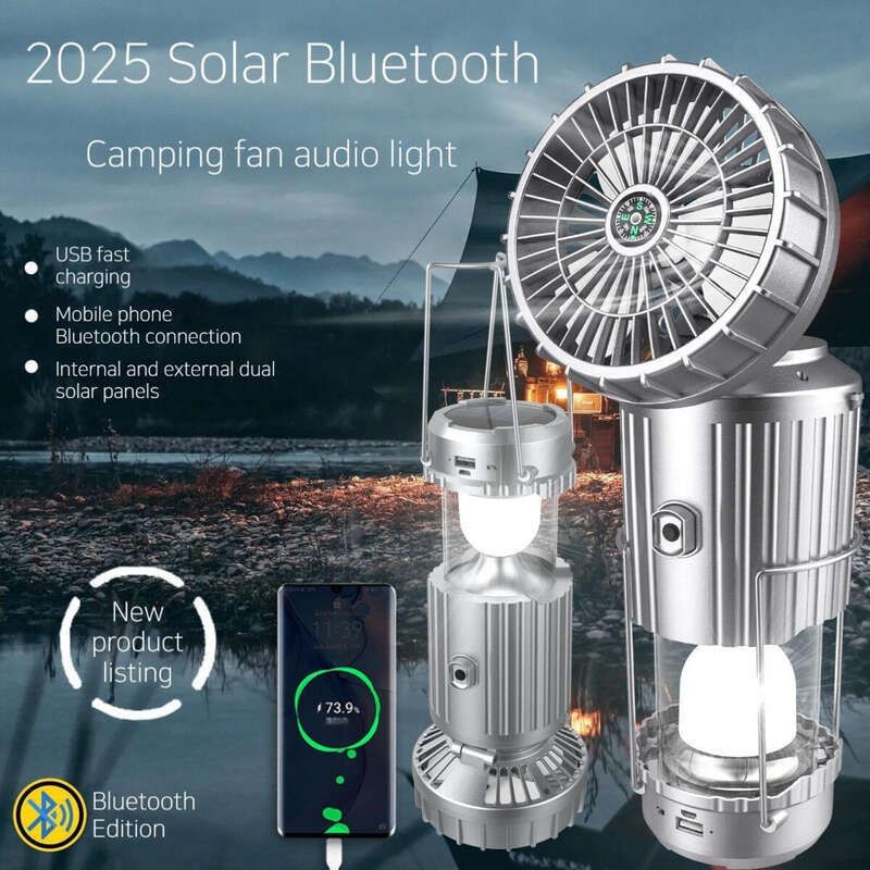 Bärbar solcellsfläkt för utomhusbruk, campinglampa, litiumbatteri för häst_voghion.com