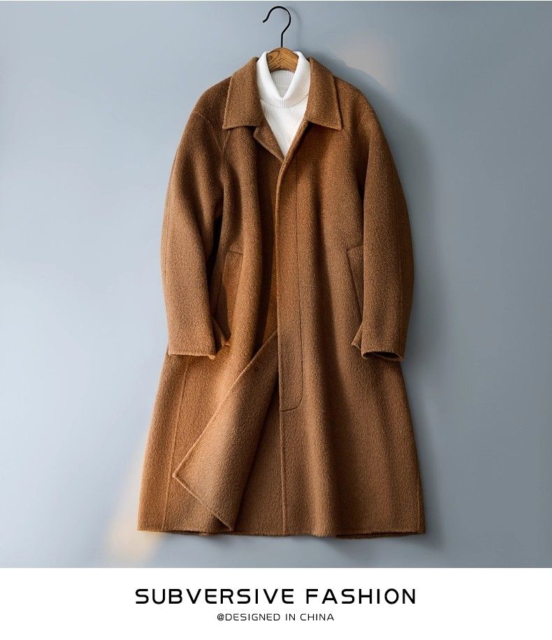 Double-Sided Wool Coat For Men, Mid-Length, 2025 New Autumn High-End Korean Style Simple Trench Coat, Men's Fashion_voghion.com