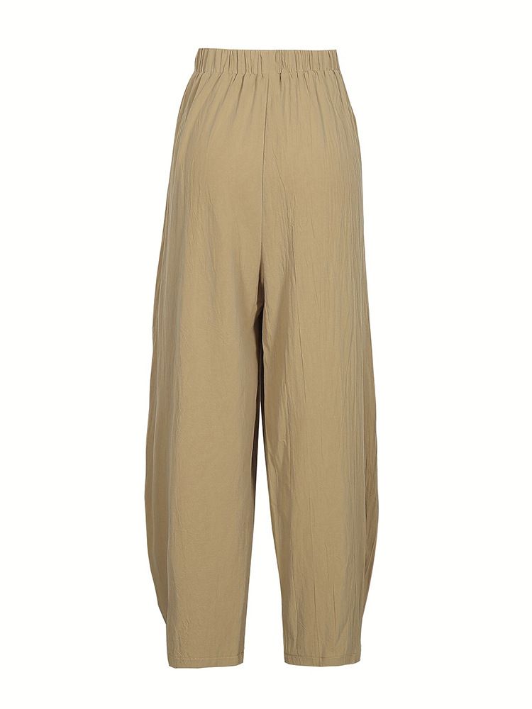 Damenbekleidung Große Größe Einfarbige Pumphose Tasche Vielseitige Sommerhose_voghion.com