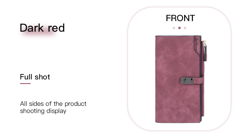 Baellerry Women's Long Wallet New Arrival Multi-card Matte Leather Clutch Multi-functional Mobile Phone Bag_voghion.com