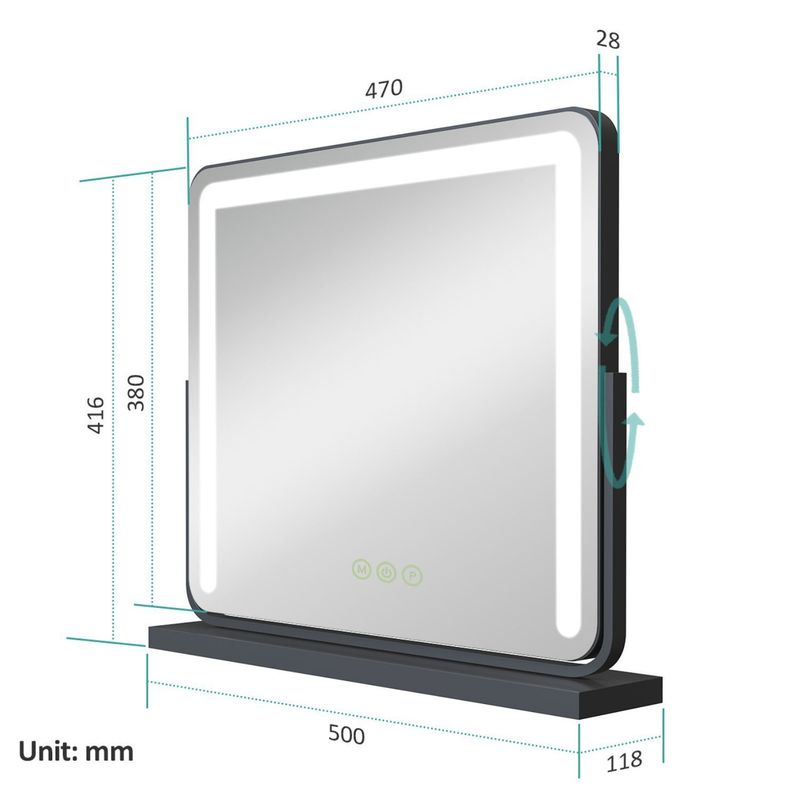 EMKE Large LED Vanity Mirror Light Dressing Table Hollywood Make Up Mirror Stand_voghion.com