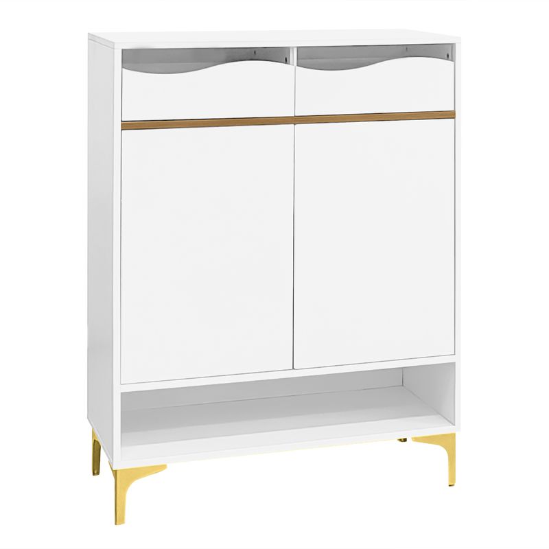 Meuble à chaussures blanc moderne avec éclairage LED 16 couleurs – Rangement gain de place pour couloir 80 x 35 x 105 cm avec tiroirs et étagères – Pour entrée, salon, couloir_voghion.com