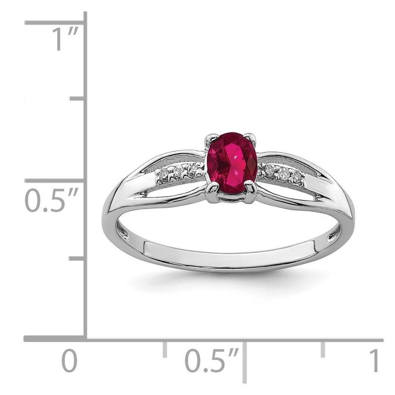 Sterling Silver Rhod-plated Diamond Created Ruby Ring_voghion.com