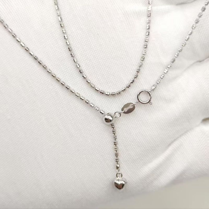 Collana con doppio flash da donna, design a nicchia sottile, catena di perline rotonde lunghe in argento di alta qualità_voghion.com