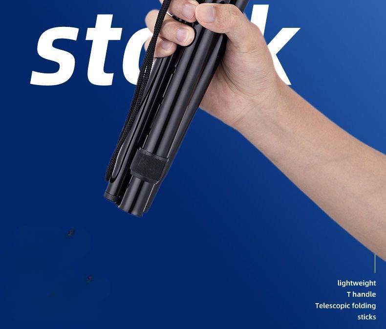Bastones de trekking plegables, telescópicos, ultraligeros, de cuatro secciones, de aleación de aluminio, para senderismo de fondo, muletas portátiles para exteriores_voghion.com
