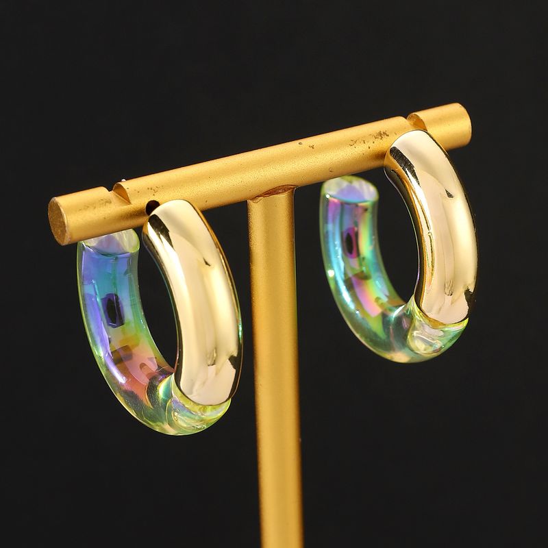 Niche High Transparent Double Color Acrylic Earrings Gradient Color Double C- shaped Earrings Women's Environmental_voghion.com
