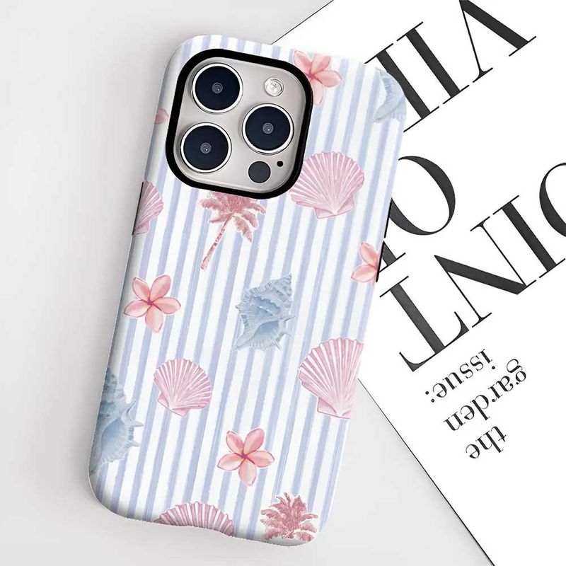 TechGlobe Refreshing Blue Series Conch Film Phone Case For 17 Pro Max Two-in-One Protective Cover IPhone 13 Shockproof_voghion.com