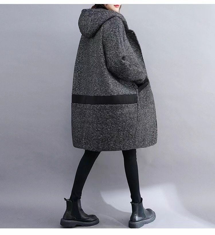 Dameskleding Grote maten dameskleding dikke meisjes winter losse cocon type capuchonjas_voghion.com