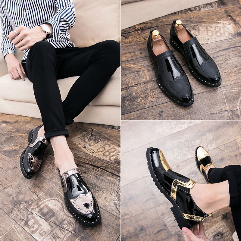 Four Seasons Hairstylist Casual für Männer Spitz Leder Britischen Stil Herrenschuhe_voghion.com