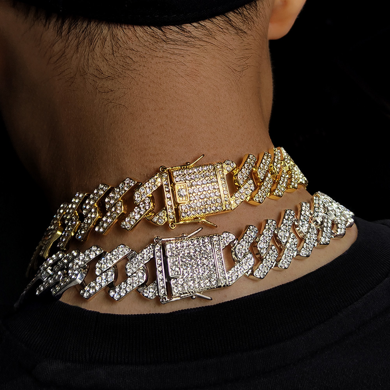 2025 Nuovi arrivi Punk Hip Hop Iced Out Strass Catena per uomo Donna Bling Cristallo Prong Cuban Link Choker Collana Gioielli Regalo_voghion.com