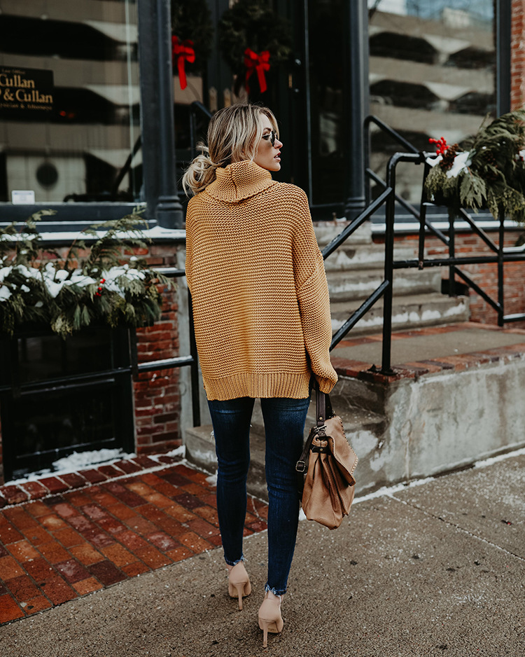 Women's Clothing Autumn and Winter New Thick e Long-sleeved Turtleneck Pullover Sweater_voghion.com