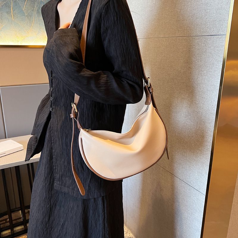 Sac à bandoulière tendance automne-hiver 2023, nouvelle collection, couleur unie, souple, en PU, polyvalent, texturé, à bandoulière unique_voghion.com