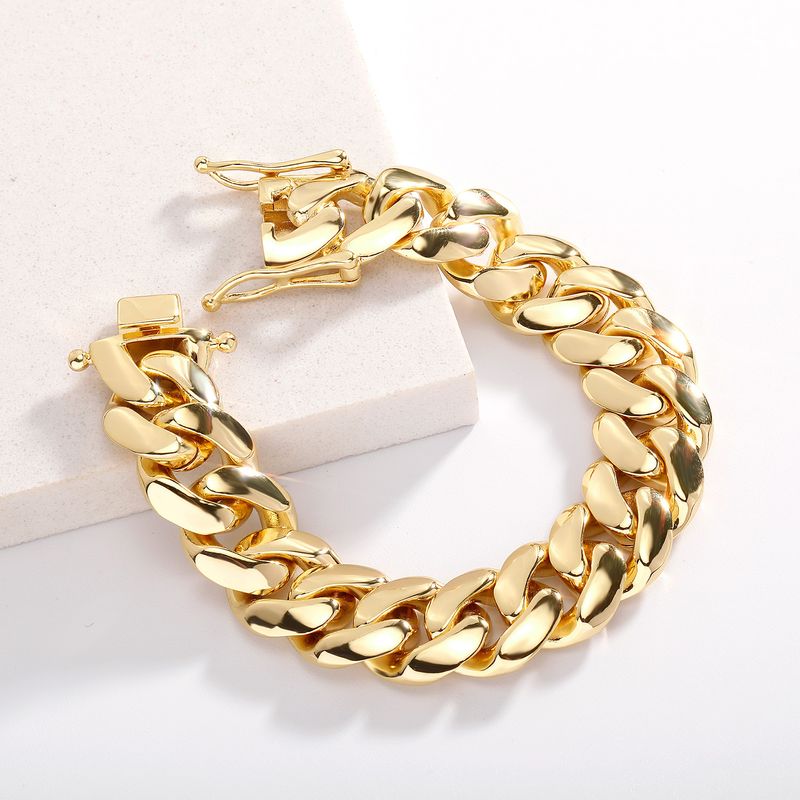 Collana con catena cubana galvanizzata in oro vero da 14/18/22 mm – Bracciale con fibbia a farfalla Hip Hop_voghion.com