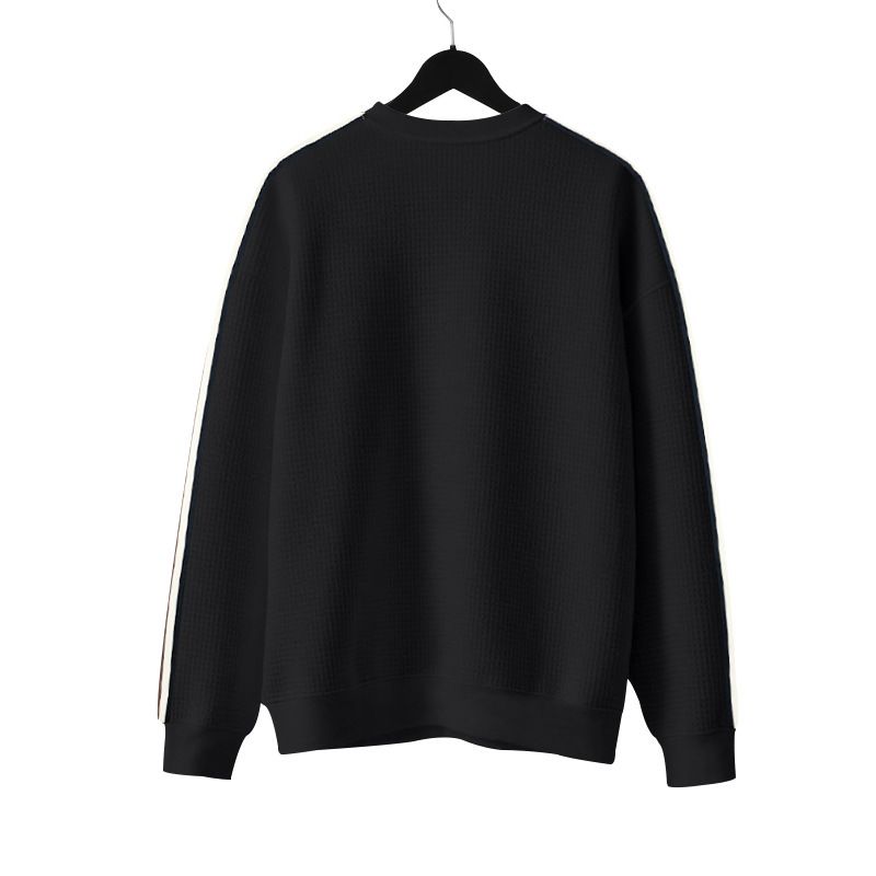Men's Casual Sweatshirt - Relaxed Fit Crewneck Pullover With Mini Check Pattern | Soft Cotton Blend, Thickened For Spring/Fall_voghion.com