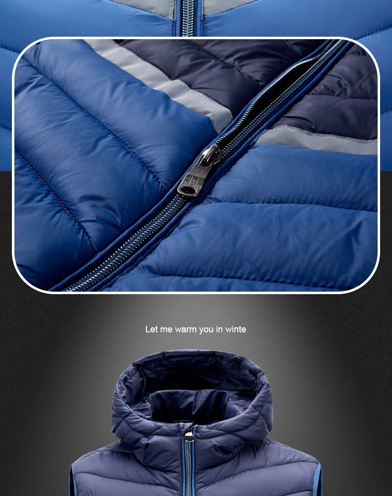 Heren Camisole met capuchon, casual vest met kleurblokken, jeugdjas van varkensribbetjes en dons van katoen_voghion.com