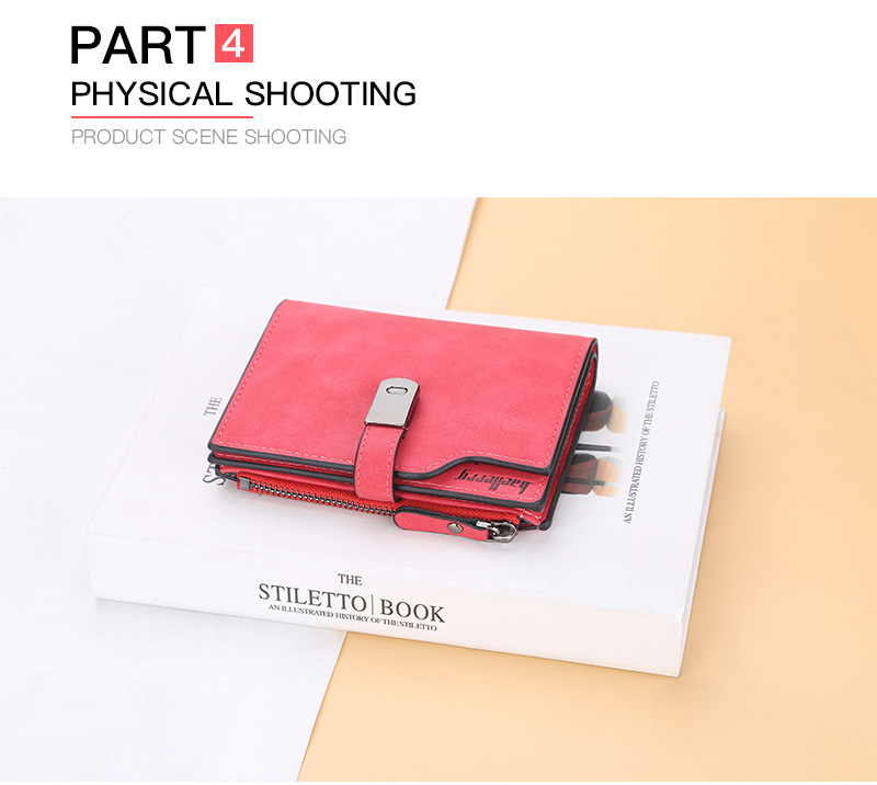 BAELLERRY new women's short wallet version with multiple card slots zipper coin purse buckle card bag men purse_voghion.com