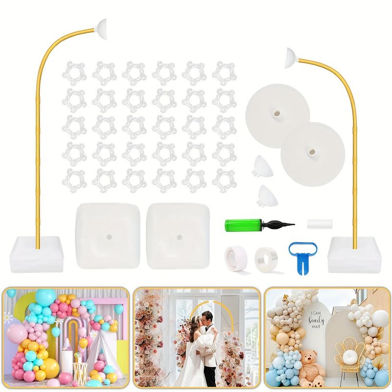 Set de suporturi pentru arc de baloane, decorațiuni de nuntă, 2,2 m + 3 m, coloană de baloane, nuntă, petrecere de ziua de naștere, aspect recuzită_voghion.com