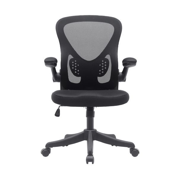 Techni Mobili Black Mesh Office Chair With Lumbar Support And Flip-Up Arms_voghion.com