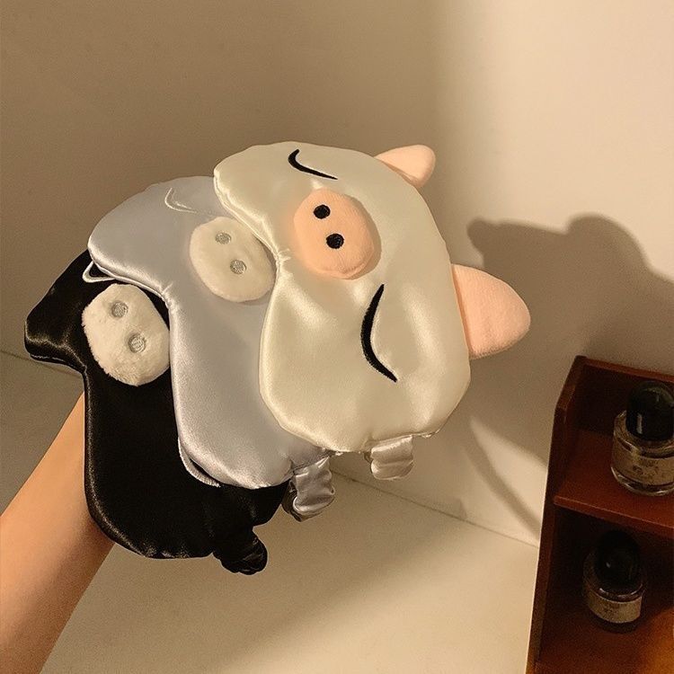 Cartoon Sleeping Pig Eye Mask Light Blocking Cute Girl Sleep Special Ice Silk Breathable Nap Student Relief_voghion.com