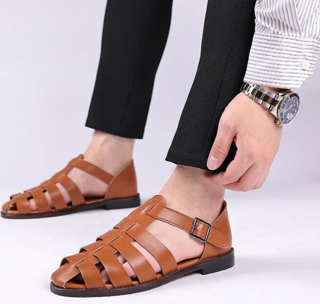 Große Größe 2024 neue Casual Sandalen Herrenmode Trend Römerschuhe_voghion.com