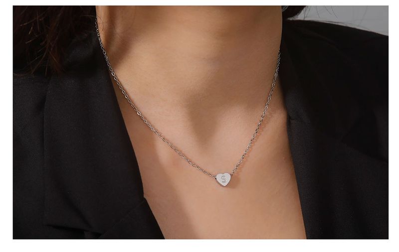 Cazador Halsketten mit Herz-Anhänger aus Edelstahl mit Anfangsbuchstaben für Frauen, Halsband, Kette, Schmuck, Geburtstagsgeschenke, Kpop-Trend_voghion.com