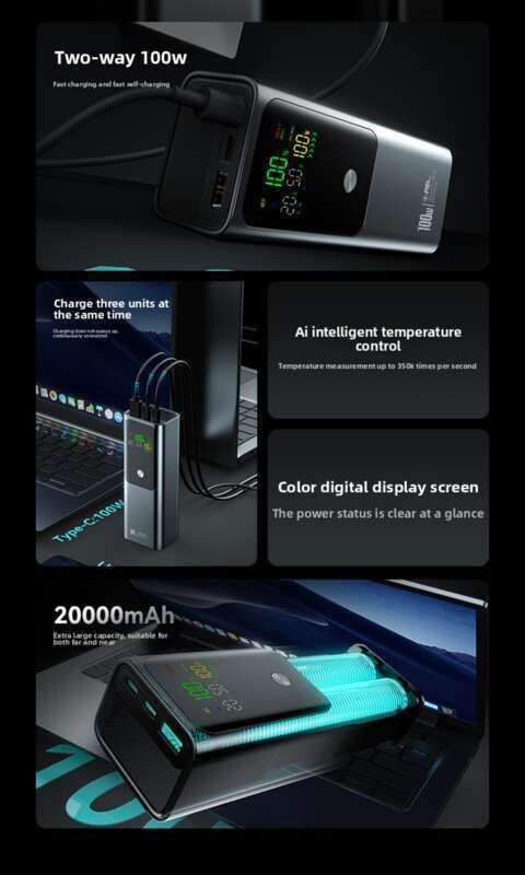 High Super Fast Charging 100W Power Bank 20000mAh Nofëllbar Laptop POWER BANK_voghion.com