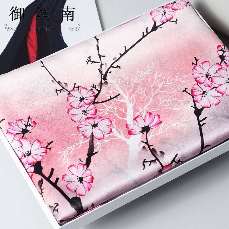 Sciarpa regalo lunga e piccola in raso di seta di gelso 100% stile cinese Hangzhou per donna_voghion.com