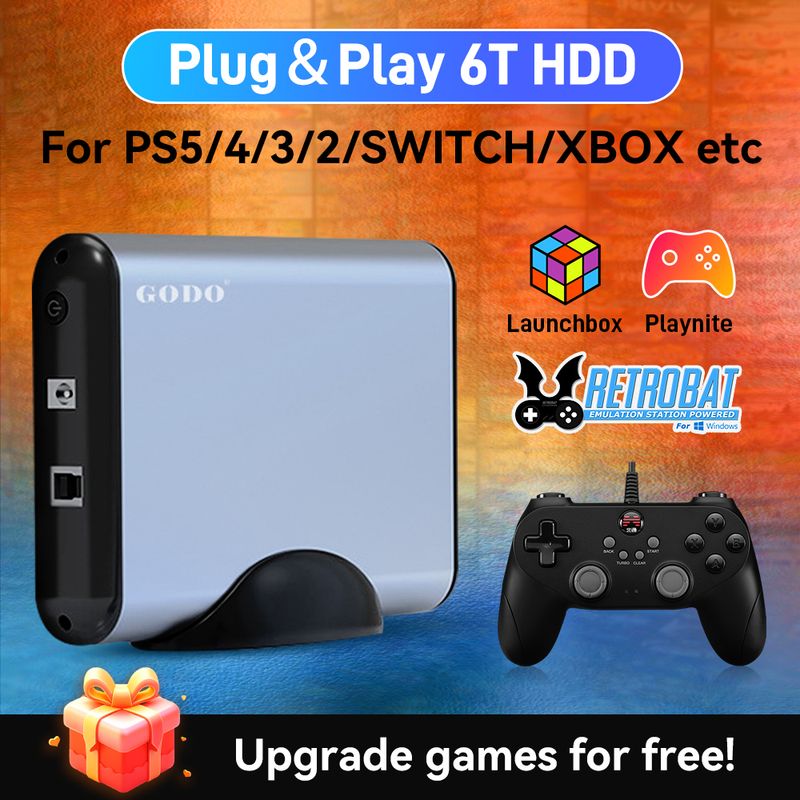 Hyper Base MIX 6T Gaming HDD Retrobat&Playnite&Launchbox For PS5/PS4/PS3/XBOX/Switch/DC Emulators 65000+AAA/3D/Retro_voghion.com