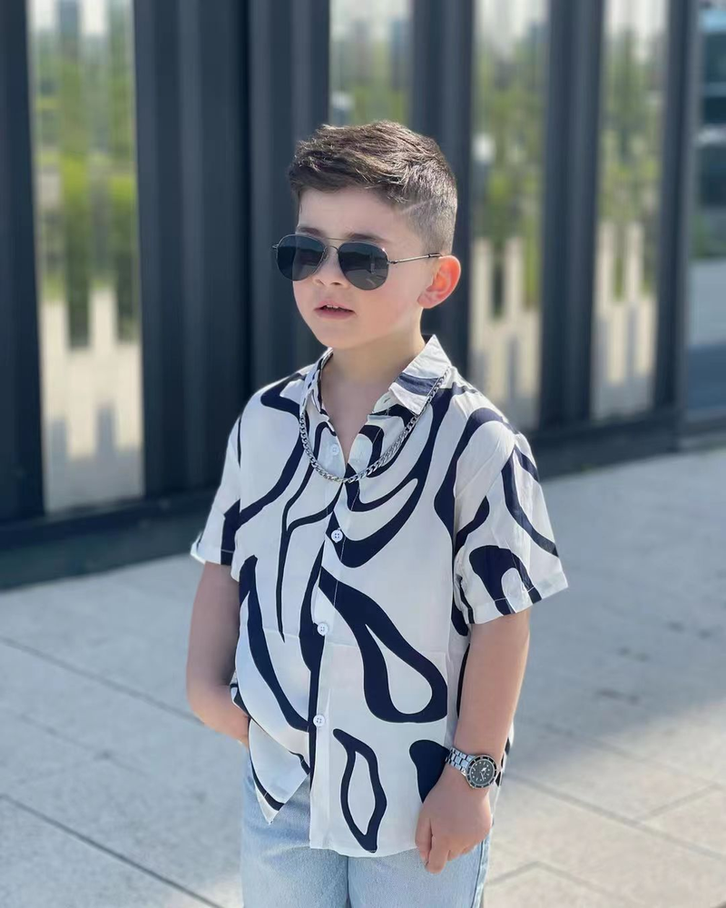 Baby Clothing Hip hop striped printed shirt for hipster kids_voghion.com
