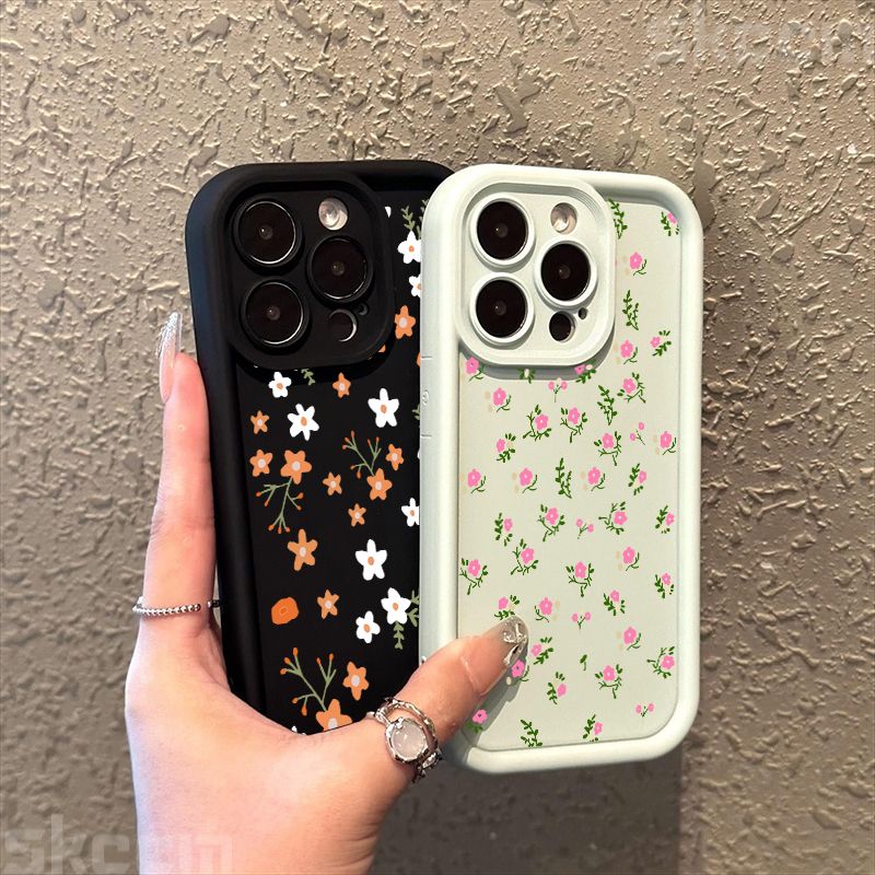 Niedliche kleine Blumenmuster-Silikon-Softphone-Hülle für iPhone 16 Pro Max 15 14 Plus 13 12 11 XS Max X XR 7 8 Plus 16E Cover_voghion.com