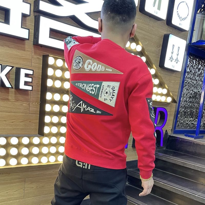 Sweatshirt Herren 2022 Herbst Jugend Hübscher Rundhals Langarm Basishemd Lockeres und trendiges Internet Celebrity Printed Label Top_voghion.com